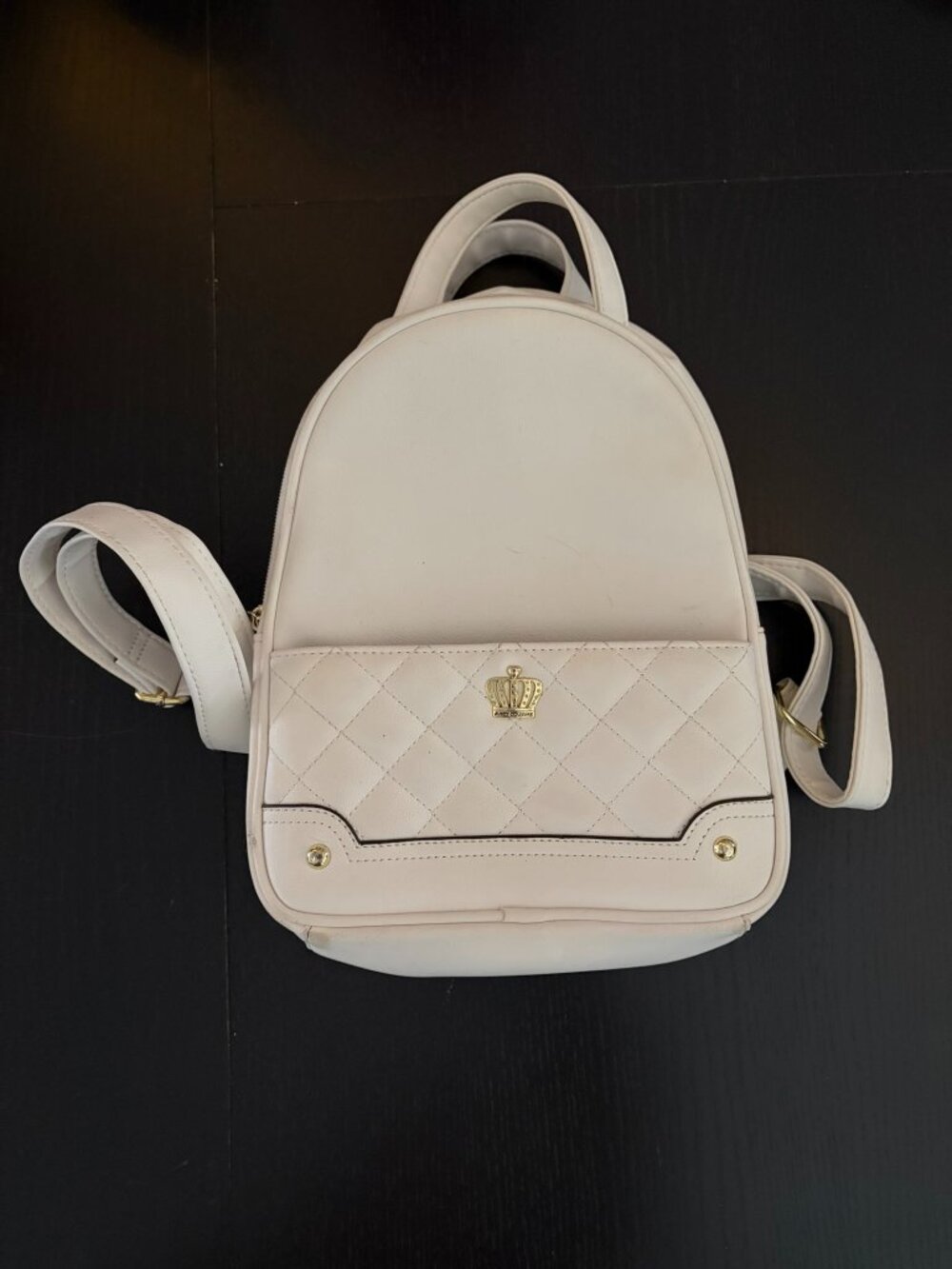 Juicy Couture White Faux Leather Quilted Small Backpack